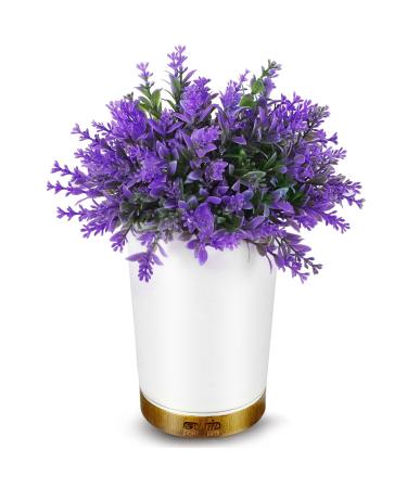 Essential Oil Diffusers- Aromatherapy Diffuser Lavender Potted Plant Oil Diffuser for Home Bedroom Office Super Quiet with Waterless Auto Shut-Off 150ml-(White) White Lavender