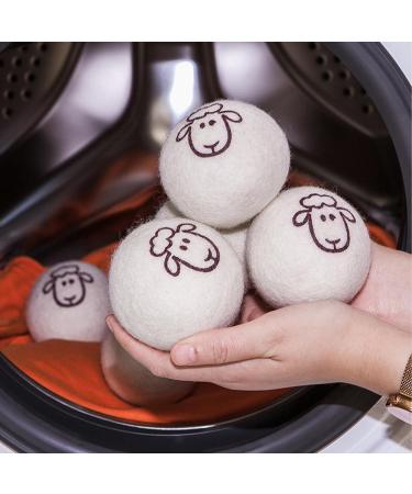 Dryer Balls Pack of 6 New Zealand Wool Dryer Balls Antistatic and Wrapping Handmade Sheep Head Pattern Dryer Balls for Tumble Dryers Shorten Drying Time - Buy Online on GoSupps.com