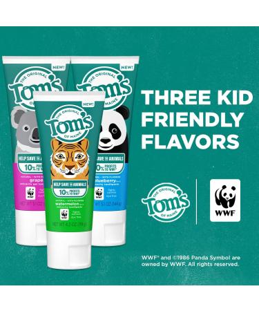 Tom's of Maine Children's Natural Fluoride Toothpaste 3-Pack - Watermelon 5.1 oz | Eco-Friendly & Animal-Friendly - Buy Online on GoSupps.com