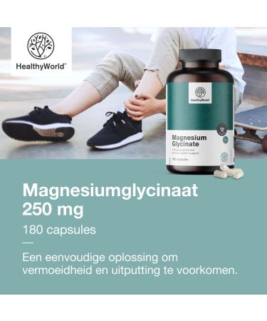 Be Healthy Group doo Magnesium Glycinate 250 mg 180 Vegetable Capsules For more Energy and Muscle Support Training Fitness and Immune System 125 mg Magnesium per capsule 3month supply - Buy Online on GoSupps.com