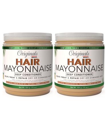 Originals By Africa's Best Hair Mayonnaise Conditioner 2 Pack 15 oz Jar Enriched with Natural Botanical Herbal Extracts and Olive Oil to Deep Condition and Repair 15 Ounce (Pack of 2)