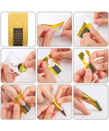 OZUAR 500PCS Extended Nail Guide Paper Rectangle Nail Polish Paper Roll Self-Adhesive Nail Care Form Sticker Number Marked Perforated For Acrylic Nail Extension UV Gel Nail Extension 10x10x3.5cm Gold - Buy Online on GoSupps.com