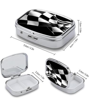 Stylish Black & White Checkered Pill Box | 2-Compartment Portable Pill Organizer for Travel - Buy Online on GoSupps.com