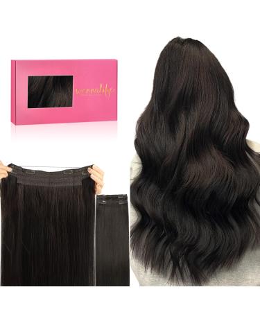 WENNALIFE Secret Hair Extensions Real Hair 35 cm 14 Inches 105 g Dark Brown Flip in Extensions Real Hair Extensions Real Hair Extensions with Wire Remy Invisible Hair Extensions
