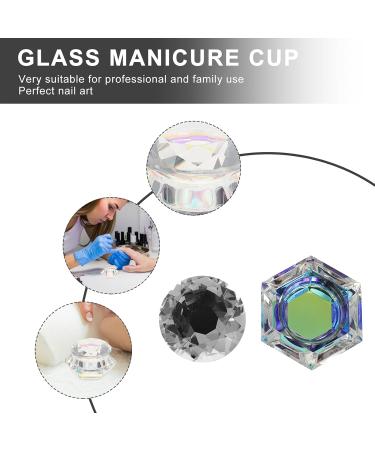 Minkissy Nail Art Dappen Dish Diamond Shape Nail Crystal Bowl with Lid for Nail Acrylic Liquid Powder (White) - Buy Online on GoSupps.com