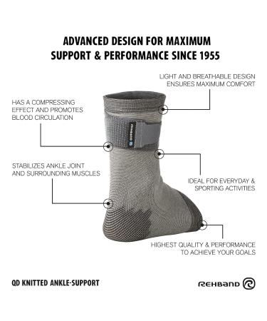 Rehband Ankle Brace | Knitted Ankle Support & Stabilization for Sports | Comfortable Grey Medium Fit | International Shipping Available - Buy Online on GoSupps.com