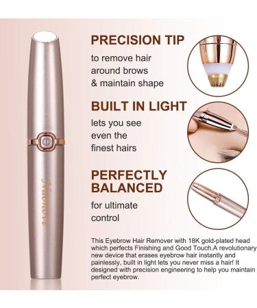 Buy Painless Electric Eyebrow Trimmer - LED Light & Rose Gold - Ideal for Face Bikini Arms & Legs - Buy Online on GoSupps.com