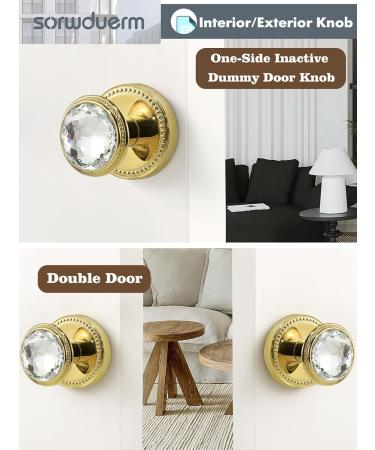 SORWDUERM Crystal Door Knobs - 2 Pack Dummy Interior Glass Knobs in Gold/Polished Brass for Elegant Home Decor - Buy Online on GoSupps.com