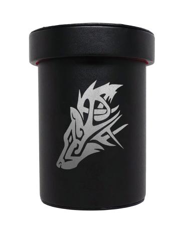 Over Sized Dice Cup with Lid - Leather Lite Faux Leather Wrap with Tight Fitting Lid - Holds 80 Dice (Wolf)