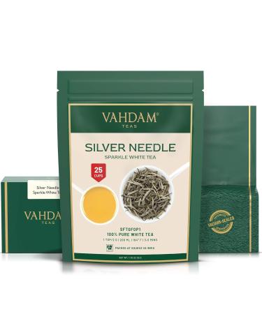 Vahdam Silver Needle White Tea - 100% Natural Loose Leaves (50g 25 Cups) | Caffeine-Free Premium Sparkle White Tea - Buy Online on GoSupps.com