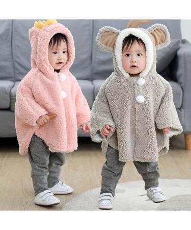 ITODA Toddler Winter Fleece Hooded Cape Coat - Pink (0-3 Years) - Buy Online on GoSupps.com