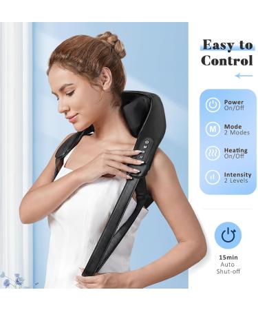 Knqze Wireless Neck Massage Device - 4D Deep Tissue Shiatsu Massager with Heat for Pain Relief | Perfect for Neck Shoulders and Legs | Ideal Gift in Black - Buy Online on GoSupps.com