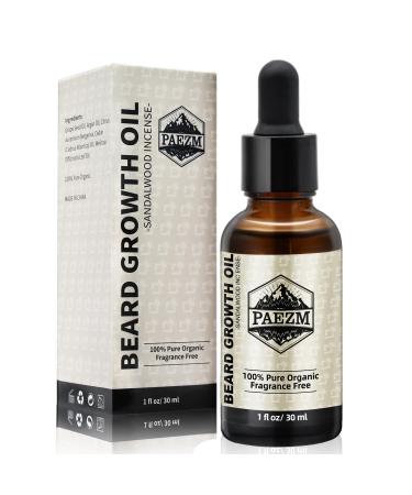 1 fl.oz/30ml Beard Oil for Men Growth - Sandalwood Scent Beard Growth Oil Hydrating & Conditioning for Soft Facial Hair Care Essential Oils for Natural Shine Beard Grooming Moisturizer Smoothing