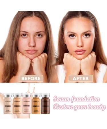 BB Facial Glow Serum Starter Kit Hydration Essence Foundation Skin Care Kit 0.27 oz 10 vials Combined with Niacinamide and Peptides to Lighten Skin Tone Anti-Aging Foundation 5-mix pack - Buy Online on GoSupps.com