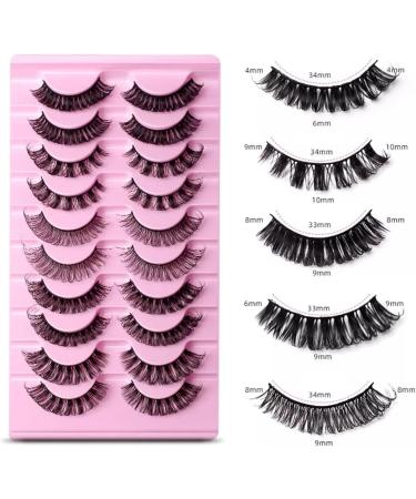 Strip Lashes False Lashes 10 Pairs 5 Styles Natural Look Clear Band Light Weight Wispy Faux Mink Russian Strip Lashes D Curl 3D Crisscross Multi-Layers False Fake Eyelashes - Buy Online on GoSupps.com