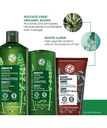 Yves Rocher Stronger and Denser Hair Care Set | For Thin-Looking & Weakened Hair | 4-piece Routine Set with Fortifying Shampoo 300ml Fortifying Conditioner 200ml Light Botanical Leave-in Balm 150ml & Free Pouch | For Thin-looking & Finer Hair with White L - Buy Online on GoSupps.com