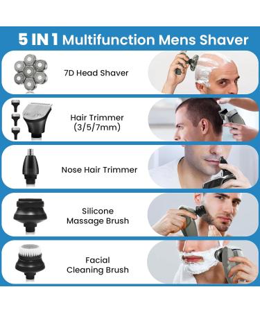 Head Shaver for Men Upgraded 7D Rotary Head Shaver for Bald Men IPX7 Waterproof Wet/Dry Electric Razor with LED Display Rechargeable&Detachable Beard Grooming Kit Type-C Charge for Home Travel - Buy Online on GoSupps.com