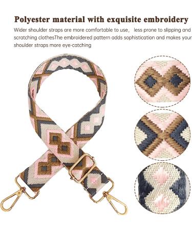 YAHUIPEIUS Purse Straps Replacement Crossbody Wide Shoulder Strap Bag Strap Adjustable Handbags Replacement Belts Rhombus Pattern 1.49Width (Gold Buckle-Dark Grey Pink) - Buy Online on GoSupps.com