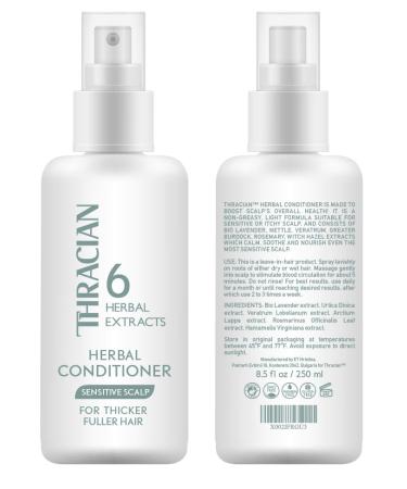 Thracian Thracian leave-in conditioner with organic lavender and rosemary soothes sensitive scalps and itching for all hair types alcohol-free paraben-free SLS-free 250 ml