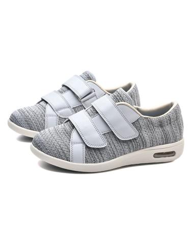 Comfy Diabetic Shoes for Men with Adjustable Closure Diabetic Shoes for Women with Air Cushion & Breathable Mesh for Swollen Feet Plantar Fasciitis 11 Light Gray