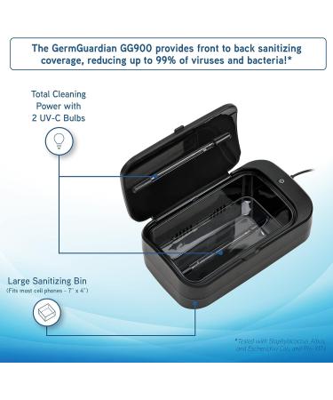 GermGuardian GG900 UV-C Portable Phone Sanitizer - Total Clean Cycle, Reduces Germs & Bacteria on Cell Phones, Glasses, Keys, IDs - Black - Buy Online on GoSupps.com