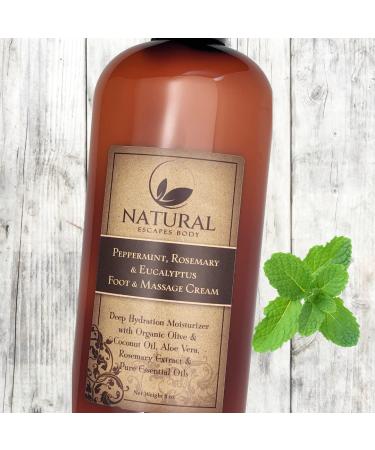 Peppermint Rosemary Eucalyptus Massage Foot Cream 8oz | Moisturizing & Therapeutic for Dry Cracked Feet | Peppermint Foot Lotion-Pack of 1 - Buy Online on GoSupps.com