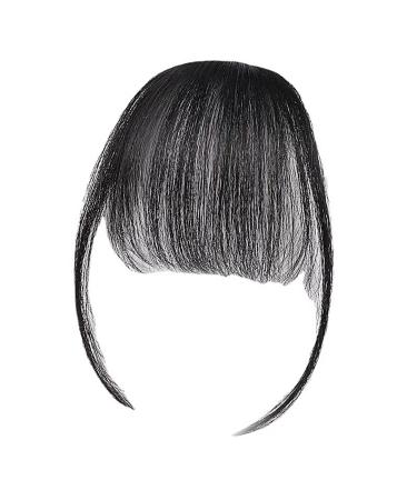 Clip In Bangs Clip In Bangs Human Hair Clip on Flat Neat Bangs Bangs Hair Clip Human Hair Air Bangs Natural Bangs Clip In Hair Extensions For Daily Wear Women Daily Dates Parties Weddings Natural black - with sideburns