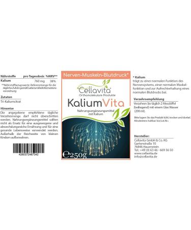 Cellavita Potassium Vita Capsules & Powder | Boost Nerve Muscle & Blood Pressure Health | 250g Powder & 180 Caps - Pure Potassium Citrate - Buy Online on GoSupps.com
