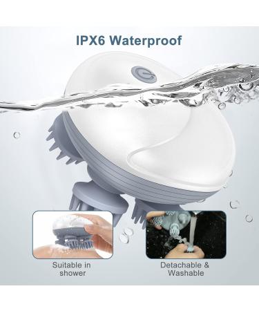 Ankilo Electric Head Massager - Wireless Scalp & Full Body Massage Device with 4 Interchangeable Kneading Heads | IPX7 Waterproof | Ideal for Cats & Dogs | Promotes Hair Growth - White/Gray - Buy Online on GoSupps.com