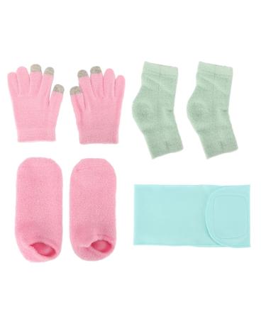 Qukaim Moisturizing Spa Gloves Socks Moisturizing Gel Spa Gloves and Socks Set with Essential Oil Hydration Repair Gloves and Heel Socks Blue Neck Mask