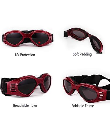 WELLXUNK Dog Sunglasses - Adjustable UV Protection for Small & Medium Dogs - Waterproof Red Dog Eyewear - Buy Online on GoSupps.com