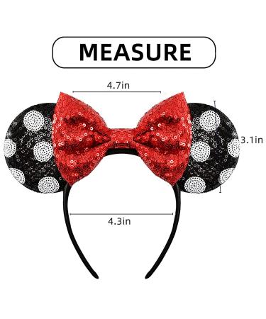 Black Dot Mouse Ears Headband with Bow and Sequins for Girls & Women - Perfect for Parties & Cosplay - Buy Online on GoSupps.com