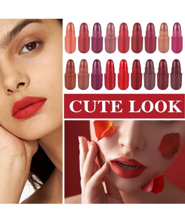 18PCS Mini Capsule Pills Lipstick Set Matte Lip Stain Long Lasting Waterproof Lip Gloss Kit Pill Shaped Lipstick Lip Balm Suit for Women Girls - Buy Online on GoSupps.com