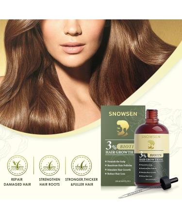 SNOWSEN Hair Growth Oil with Biotin Effective Hair Loss Treatment Thicken and Strengthen for Hair Regrowth Biotin Beard Growth Oil Comes with a Essential Oil Roller Bottle for Women Men - Buy Online on GoSupps.com