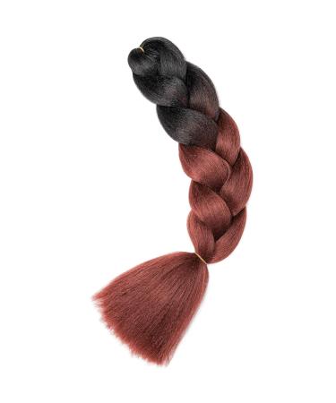 Gairyan Jumbo Braids Extensions - 60cm Ombre Synthetic Braiding Hair for Box Crochet Braids (Black & Red-Brown) - 100g 1 Piece - Buy Online on GoSupps.com
