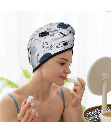 Cartoon Planets Microfiber Hair Towel - Soft Super Absorbent Hair Wrap for Women | Quick Dry Coral Velvet Cap for Long Curly & Thick Hair - Buy Online on GoSupps.com