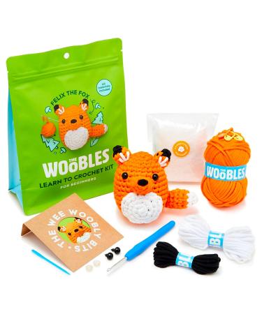 The Woobles Beginners Crochet Kit with Easy Peasy Yarn as seen on Shark Tank - Crochet Kit for Beginners with Step-by-Step Video Tutorials - Felix The Fox