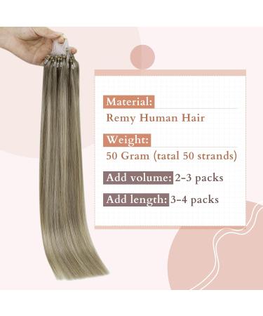 FSHINE 1G/S Balayage Microring Extensions | Remy Real Hair 45cm - Light Brown to Blonde Cold Fusion Hair Extensions #19/8/60 - Buy Online on GoSupps.com