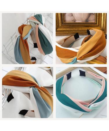 Buy 2 Retro Boho Hair Ties for Women - Vintage Fabric Hair Bands for Fitness Yoga & Makeup - Orange & Brown - Buy Online on GoSupps.com