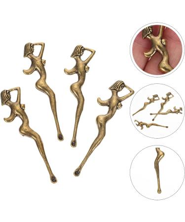 4pcs Vintage Brass Ear Spoons Set - Mini Body Shaped Scoops for Ear Wax Removal and Salt Filling - Buy Online on GoSupps.com