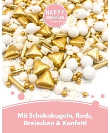 Happy Sprinkle Champagne Shower 90g | Elegant Chocolate Sprinkle Mix for Cakes Cookies & Ice Cream - Buy Online on GoSupps.com