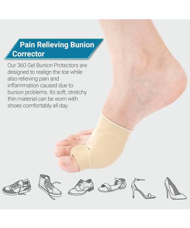 360 RELIEF Silicone Bunion Corrector - Big Toe Separator & Pain Relief | Beige Large Pair + Mesh Laundry Bag - Buy Online on GoSupps.com