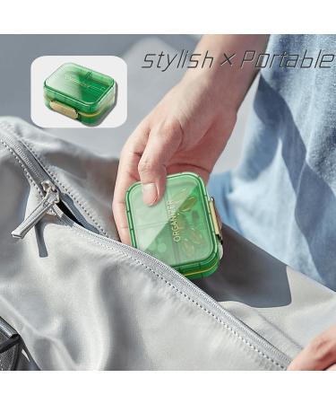 Weekly Pill Organizer - 7 Compartment Portable Moisture-Proof Travel Case for Vitamins Supplements & Medication - Green - Buy Online on GoSupps.com
