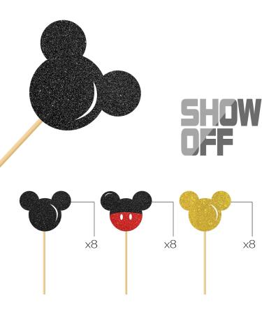MonMon & Craft Mickey Cupcake Toppers/Girls Boys Children Mouse Birthday Cupcake Toppers/Baby Shower/Kids Birthday Party Decorations/Glitter - 24 Pcs - Buy Online on GoSupps.com