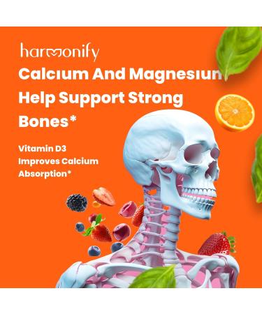 HARMONIFY Magnesium Calcium Zinc with Vitamin D3 & K2 Gummies, Multivitamin for Women and Men, Bone Strength & Muscle Function, Extra Absorption Formula, 30 Days Serving - Buy Online on GoSupps.com