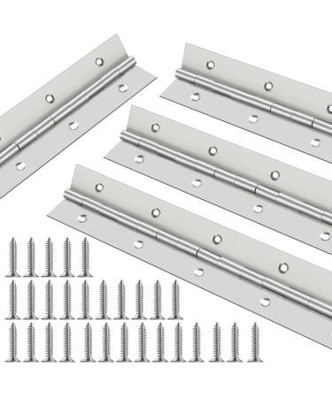 Piano Hinges, Heavy Duty Stainless Steel Continuous Hinge with Hole, Smooth Polished Folding Marine Hinge with Screws (12 INCH Piano Hinges)