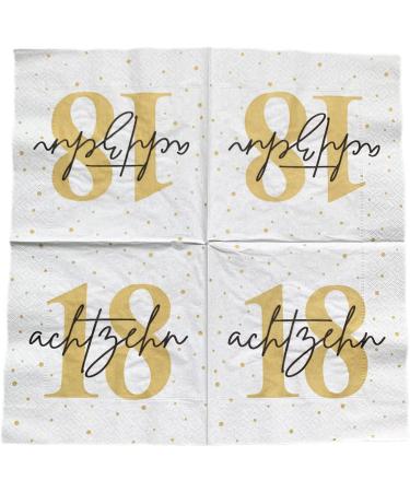 20 White Gold Black Napkins for 18th Birthday Celebration - 33x33 cm | Premium Quality Party Supplies - Buy Online on GoSupps.com
