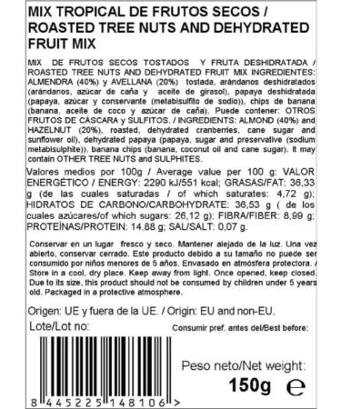 Tropical Dried Fruit Mix 900g nut&me | Gluten Free | Vegan | Premium Quality | Rich in Protein and Fibre | Keto | Pack 6 x 150 g - Buy Online on GoSupps.com