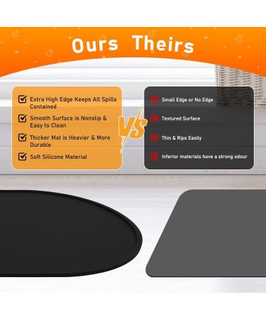 Ldyoen Silicone Dog Bowl Underlay & Cat Feed Mat - Waterproof Slip-Resistant Large 48x30cm - Ideal for Dogs & Cats - Black - Buy Online on GoSupps.com