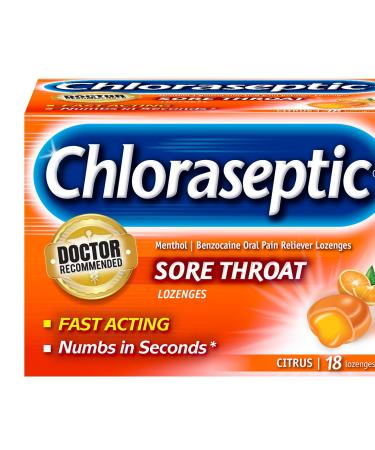Chloraseptic Sore Throat Lozenges Citrus 18 ct (Pack of 1)